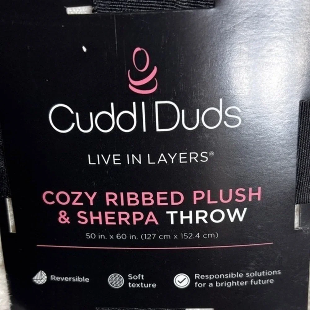 His & Her Cuddl Duds Cozy Plush Sherpa Throw Blanket: Gray & Ivory 50